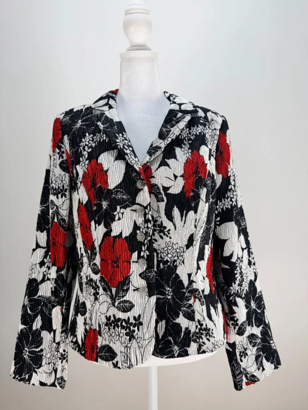 Jackie Jon Womens Floral Print Blazer Jacket Multicolor Size 6 Long Sleeve - Picture 13 of 13